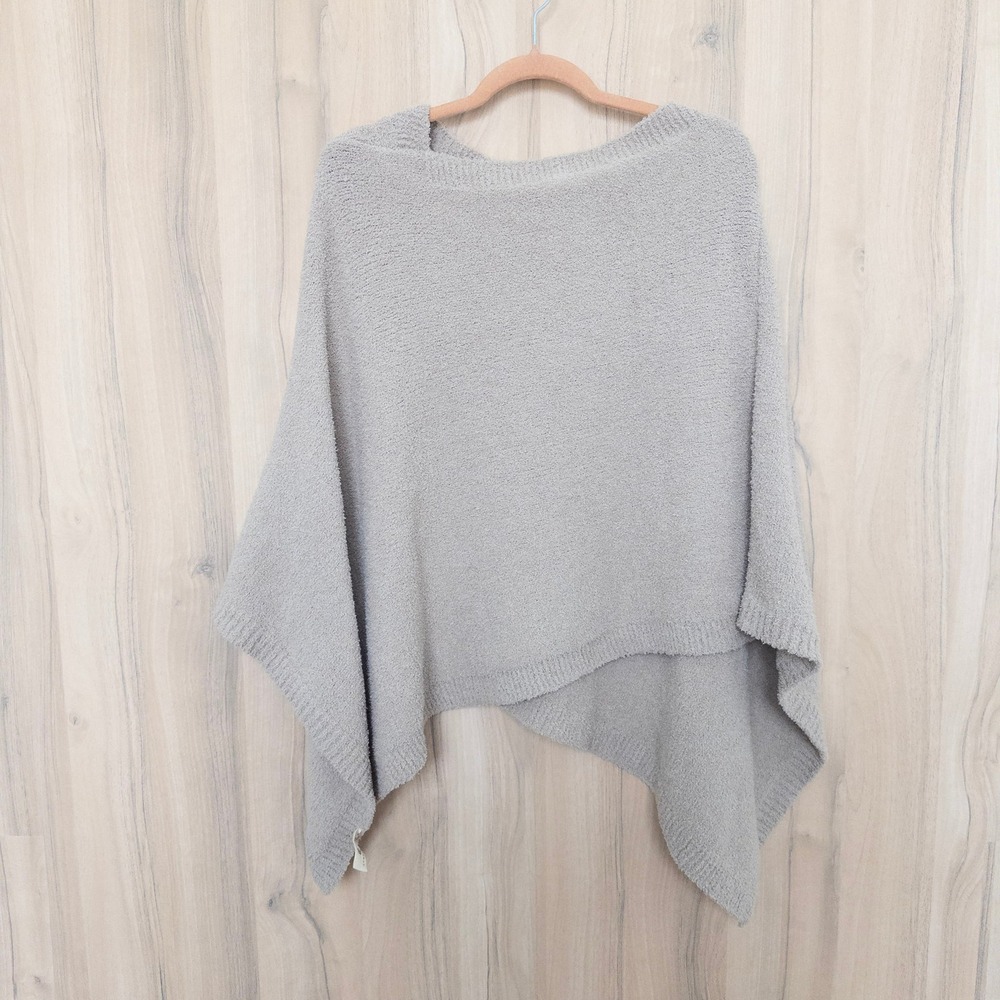 Soft Lounge Poncho Womens Beige Oversized Cozy Wrap Travel Blanket Sweater Comfy